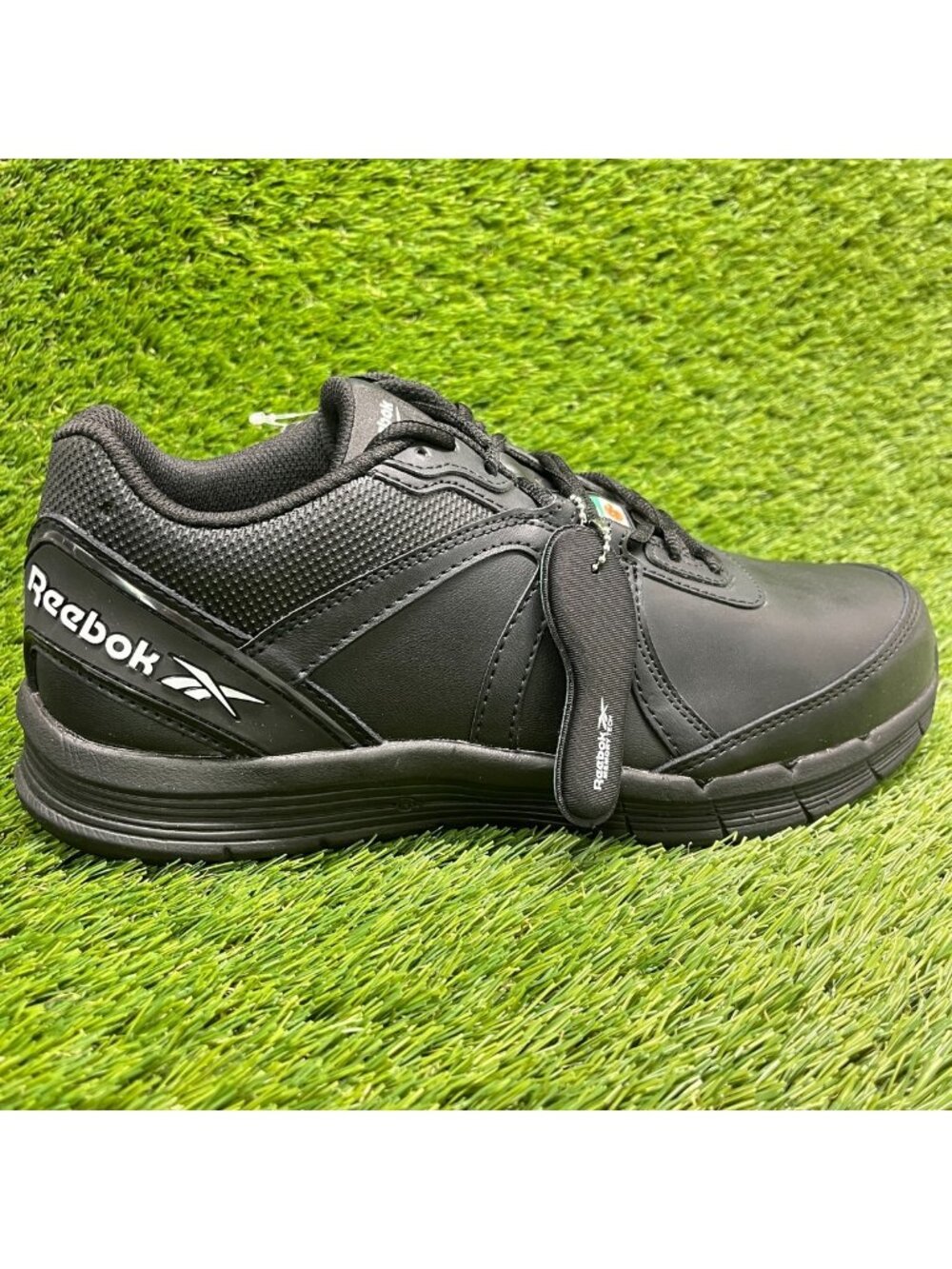 Reebok Guide SR Mens Size 9.5E Black White Leather Steel Toe Safety Work Shoes